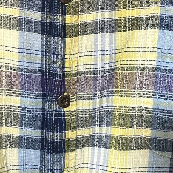 Wrangler Hero Button Down Shirt Mens Size XL XLarge Yellow Blue Check Cotton L/S - Picture 3 of 10